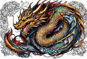 Dragon gets out of skin tattoo idea