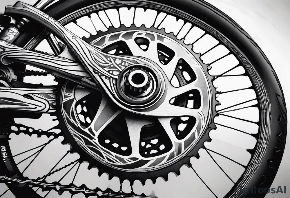 someone has pulled back the skin to reveal a bicycle gear tattoo idea