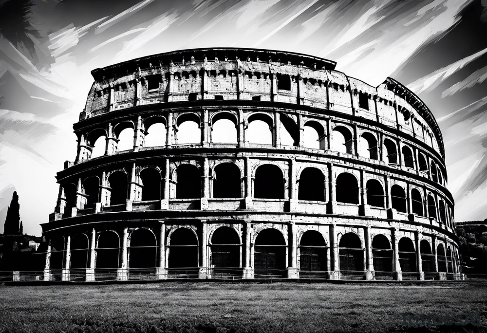 Weathered Roman colosseum tattoo idea