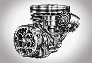 Damaged piston of an engine instead of heart tattoo idea