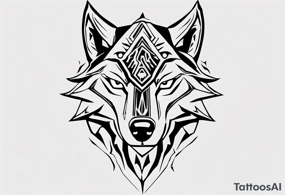 simple wolf head from zelda twilight princess front tattoo idea