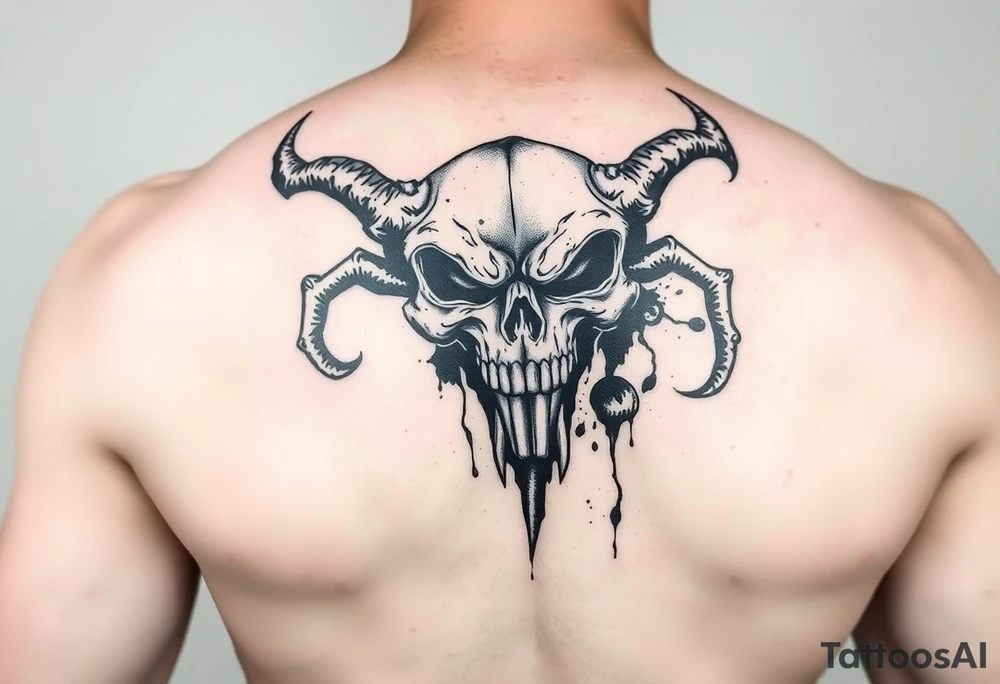 Arm tattoo of a demonic punisher ripped out the skin tattoo idea