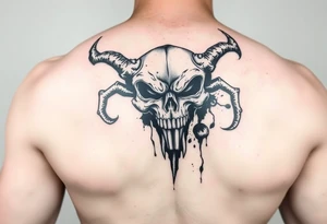 Arm tattoo of a demonic punisher ripped out the skin tattoo idea