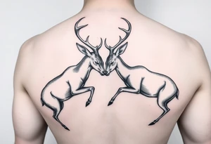 Two deer fighting not kissing  with in a low down stance tattoo idea