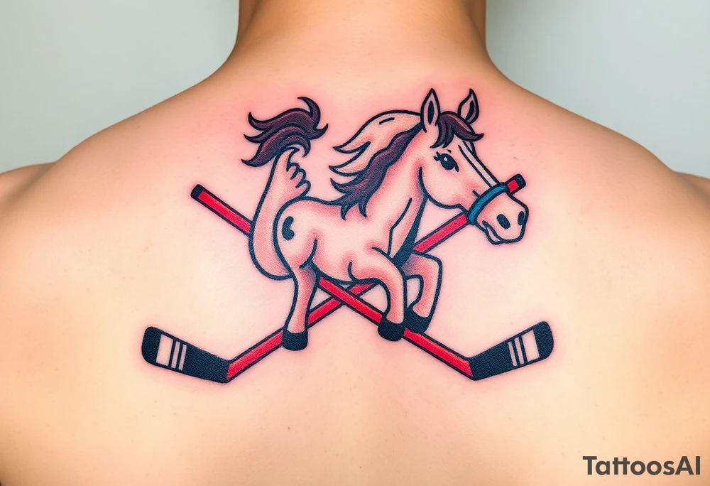 Horse with hockey sticks tattoo idea