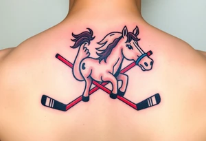 Horse with hockey sticks tattoo idea