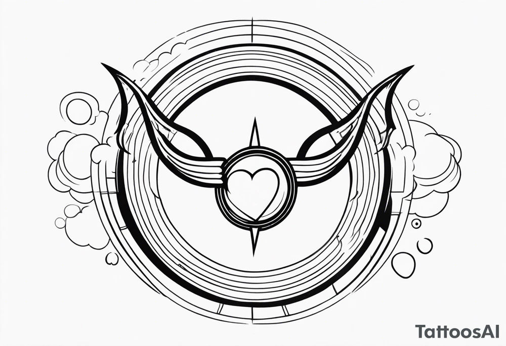 saturn, clouds, broken heart, halo, devil horns, small tattoo idea saturn, clouds, broken heart, halo, devil horns, small tattoo idea