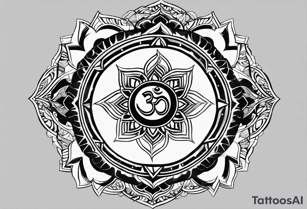I need a 'om' tattoo on my forearm with black and grey design and less ink with solid lines only. It needs to have three triangles which represent past, present and future. The tattoo should contain stylish modern custom design. tattoo idea