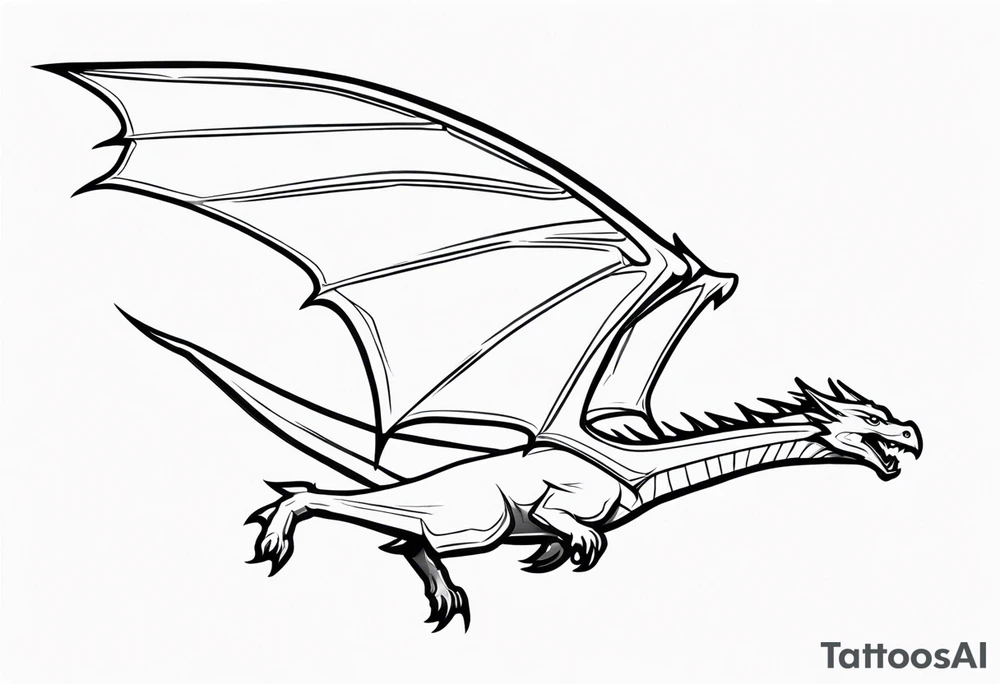 Wyvern flying simple tattoo idea