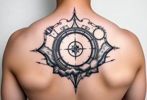 gemoetric back tattoo inspired by space and time tattoo idea