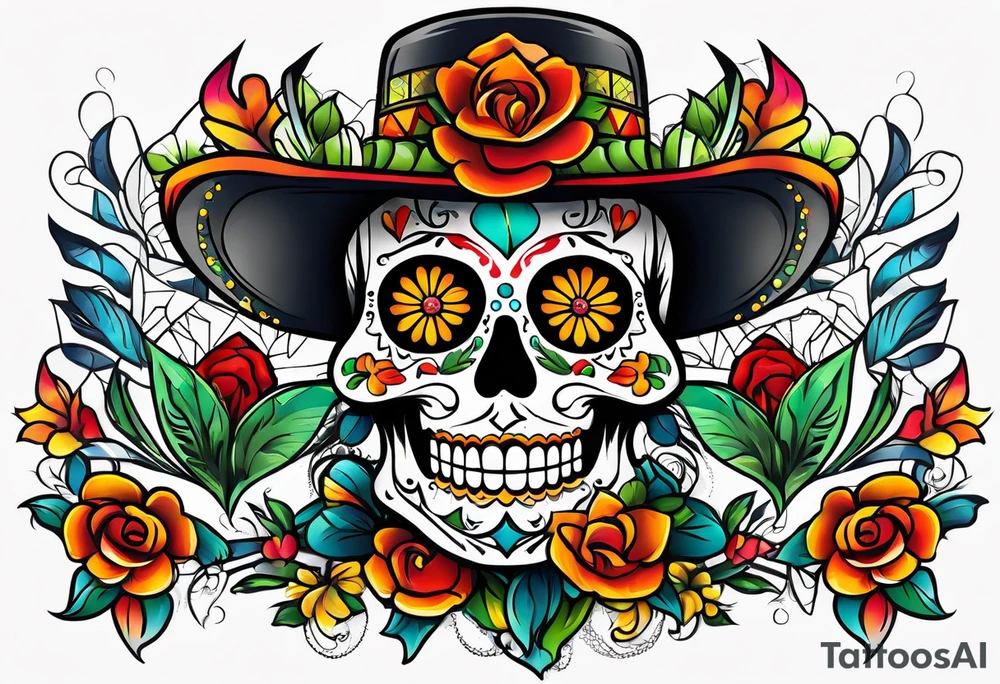 Mexico day of dead tattoo idea