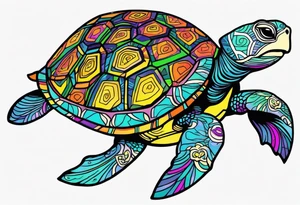 psychedelic turtle, from the top, cute tattoo idea