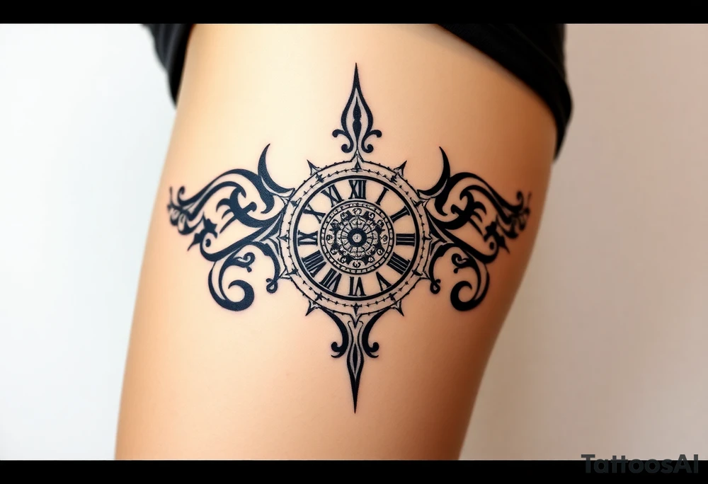 vintage roman numerals within ornate clockwork mechanism tattoo idea