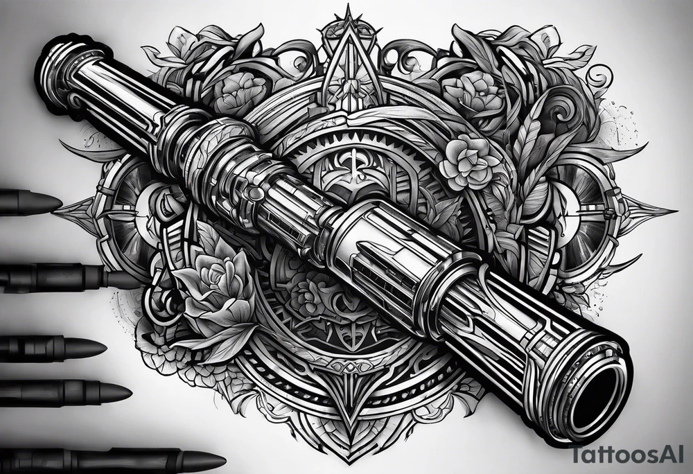 futuristic light saber hilt tattoo idea