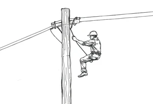 power lineman climbing a wooden 12kv pole. Make the pole a cross that has a hidden resemblance to god. tattoo idea