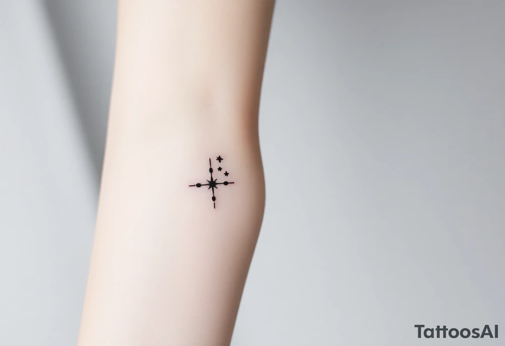 Can you design a few options for a meaningful minimal tattoo with dots, lines or stars that represents my kids? Three are living and two are deceased and I want something that represents that difference by having solid and hollow elements. Put on fingers tattoo idea
