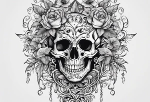Full Skeleton wrapped in vines tattoo idea