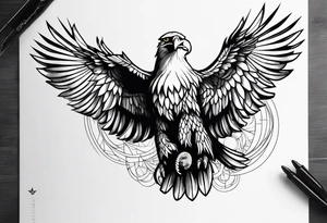eagle in flight holding a faces tattoo idea