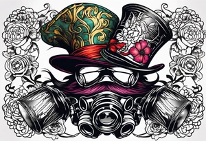 Mad hatter gas mask tattoo idea