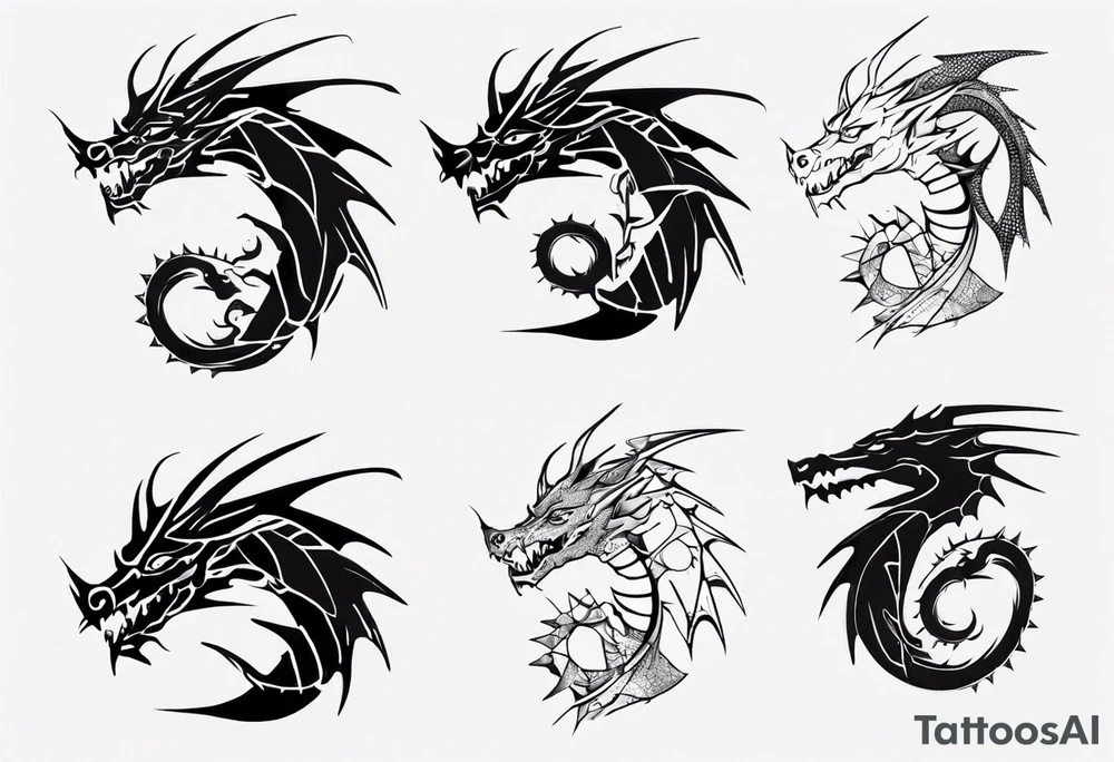 Dragon wrapping around arm with spikes tattoo idea