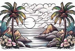 palm tree sleeve tattoo idea