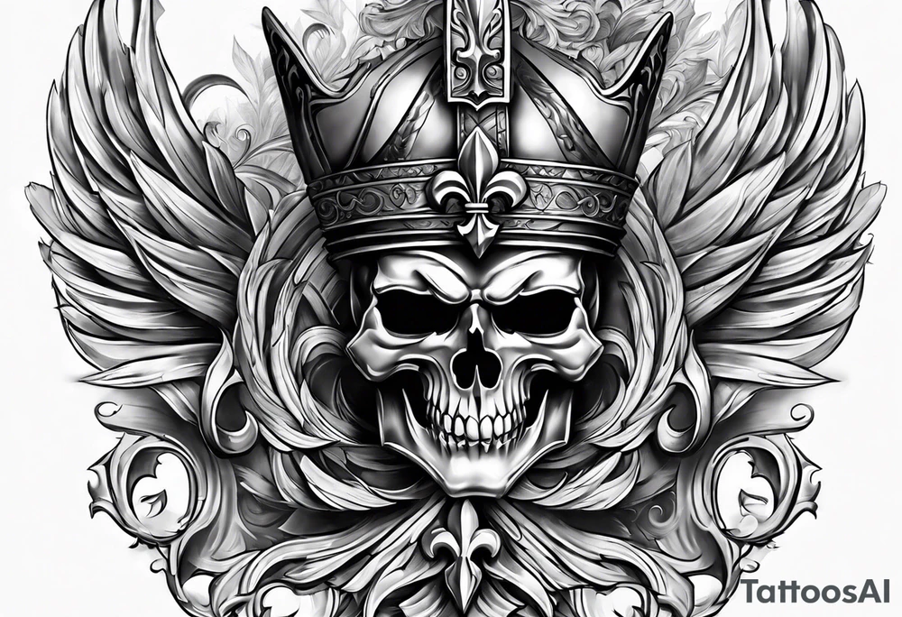 Fleur de lis warrior sleeve tattoo idea