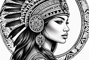 Aztec princess side profile tattoo idea