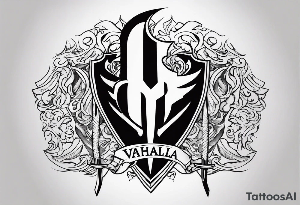 Valhalla sword shield tattoo idea