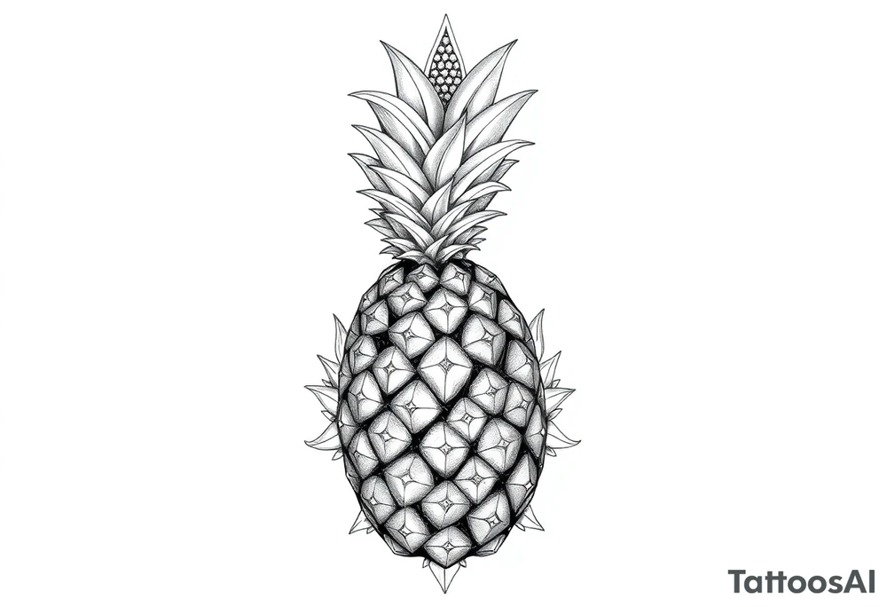 Pubic area vagina and anus using a pineapple with diamonds, magestic, crown, tattoo idea