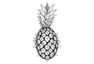 Pubic area vagina and anus using a  pineapple with diamonds, magestic, crown, tattoo idea