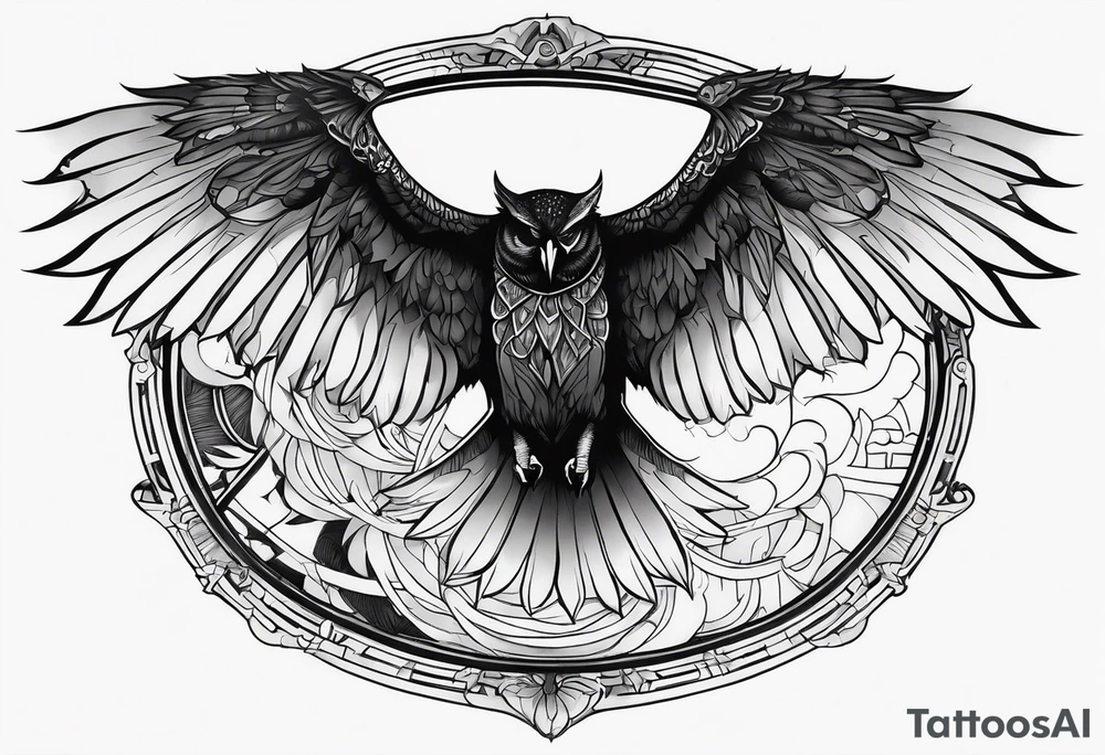 a scary black flying to the top tattoo idea