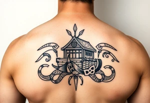 Maori noah’s ark tattoo chest piece tattoo idea