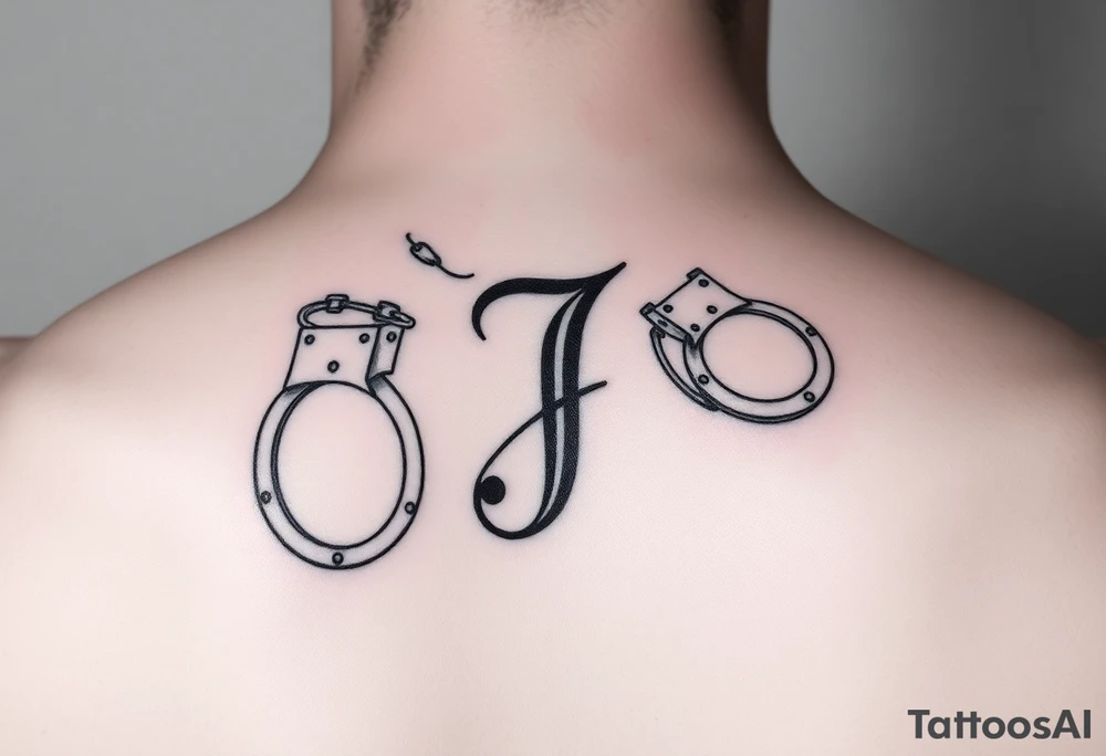 J initial made from handcuffs tattoo idea