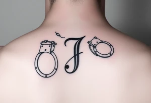 J initial made from handcuffs tattoo idea