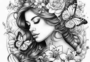 Harvey Ruby lillies flowers butterflies stars fantasy books half sleeve tattoo idea