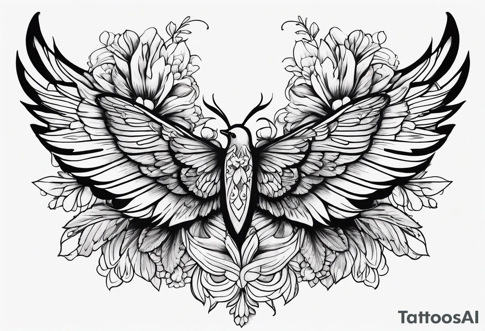wing, flower, tattoo idea