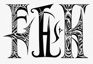 combine the letters E and H with tribal pattern tattoo idea