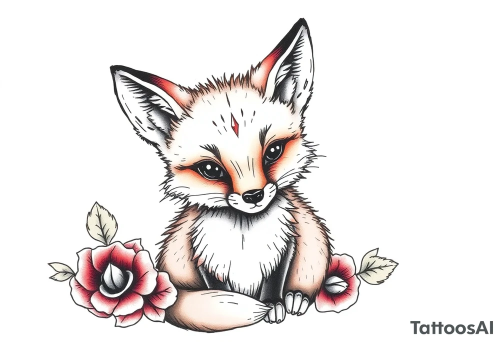 cute innocent fox tattoo idea