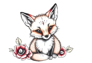 cute innocent fox tattoo idea