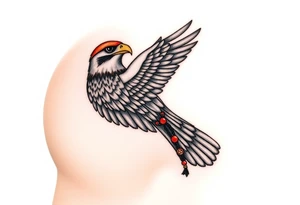 An Egyptian Falcon (Horus) Carrying a Rosary (only red , blue and black are possible colors) tattoo idea