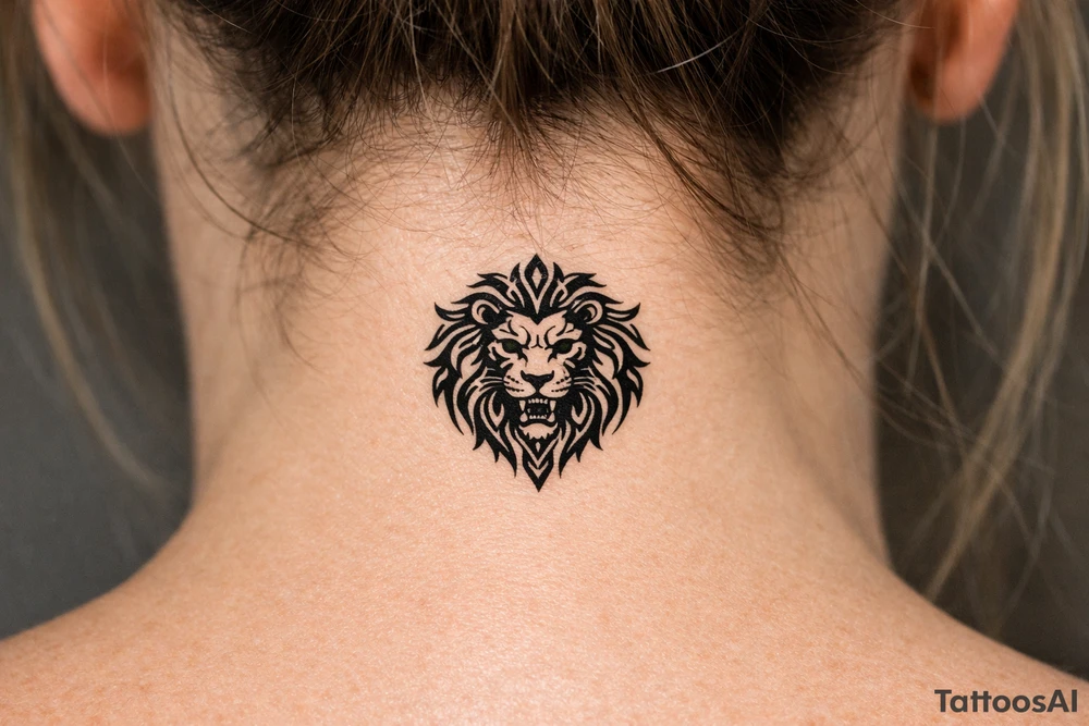 a lion with an ornate flowing mane tattoo idea