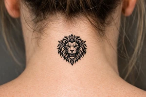 a lion with an ornate flowing mane tattoo idea