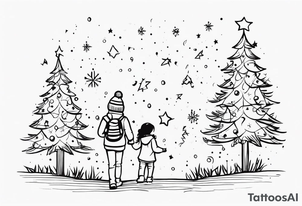 kids making Christmas Tree tattoo idea