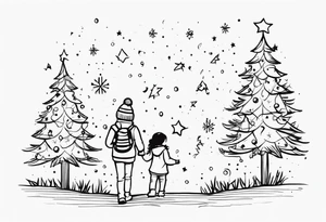 kids making Christmas Tree tattoo idea