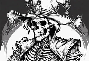 Skeleton court Jester with sword tattoo idea