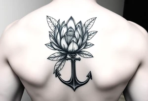 Protea flower with leafs and an anchor tattoo idea
