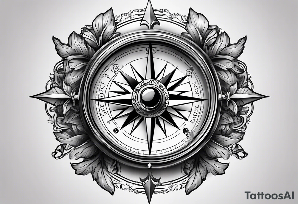 3D old fashioned Compass tattoo idea