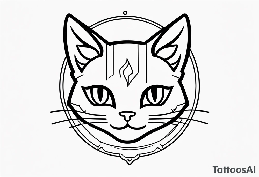 Thin line drawing of mineki neko tattoo idea
