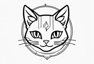 Thin line drawing of mineki neko tattoo idea