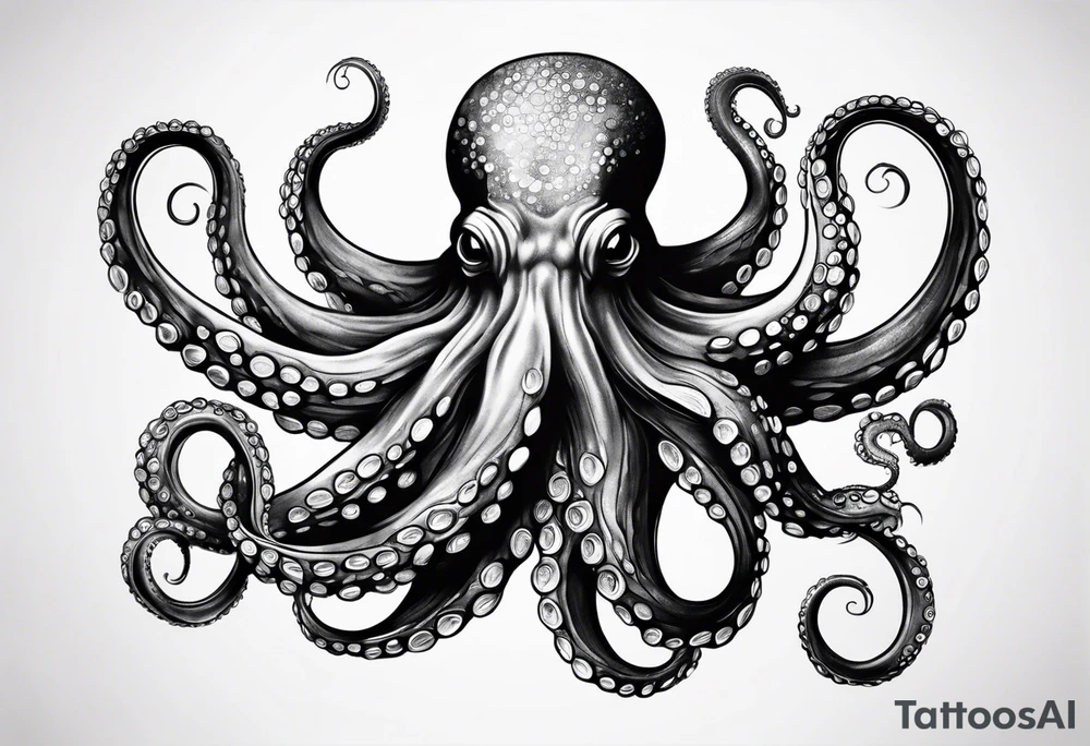 Realistic Octopus with tentacles going upwards tattoo idea